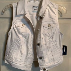 White Old Navy blue jean vest
